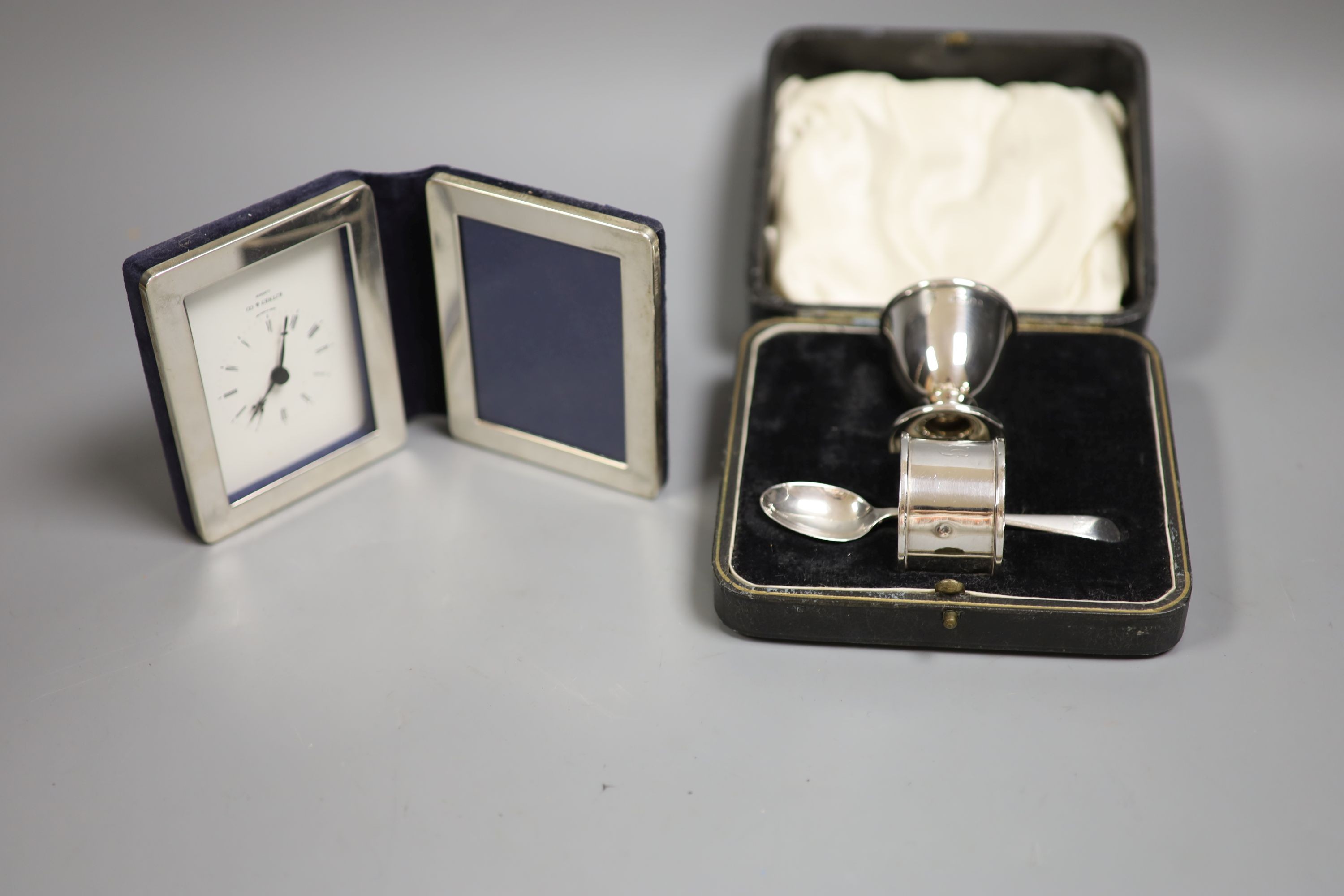 A group of small silver including christening set, napkin rings, scent bottles, etc.